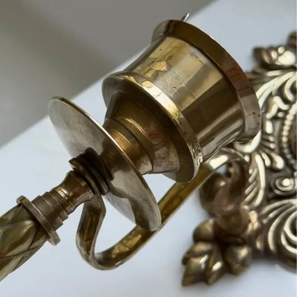 Vintage brass ornate candelabra wall sconce set of 2